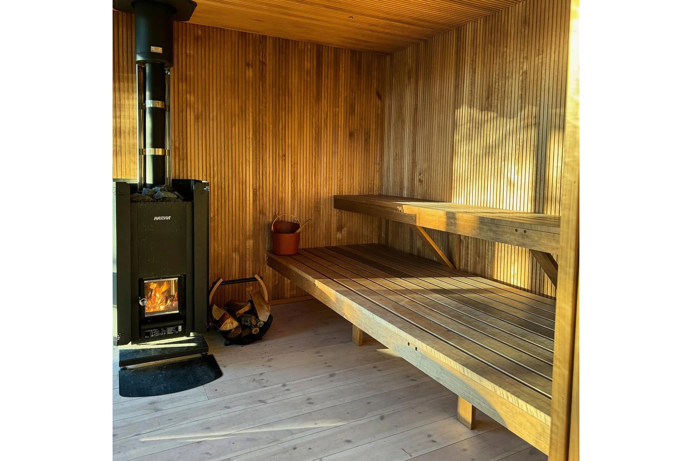 Harvia Linear 16 Wood Burning Stove Heater - Black Outdoor Sauna Stove for Home, Cabin & Backyard - Efficient Heating Solution for Cold Weather