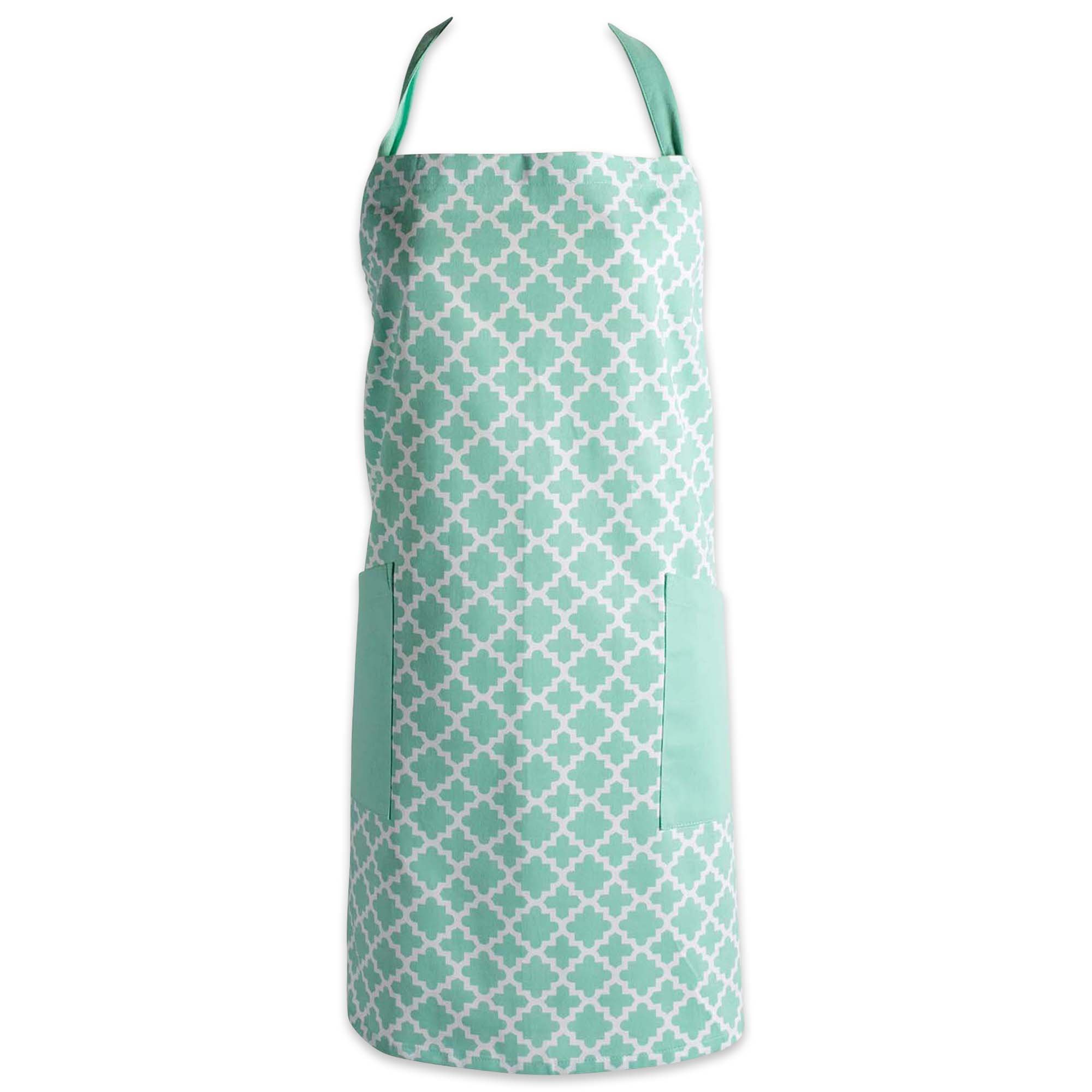 DII Lattice Basics Collection Kitchen Apron - Stylish Aqua Blue Cotton Cooking Apron for Women & Men - Perfect for Baking, Grilling, and Home Kitchen Use