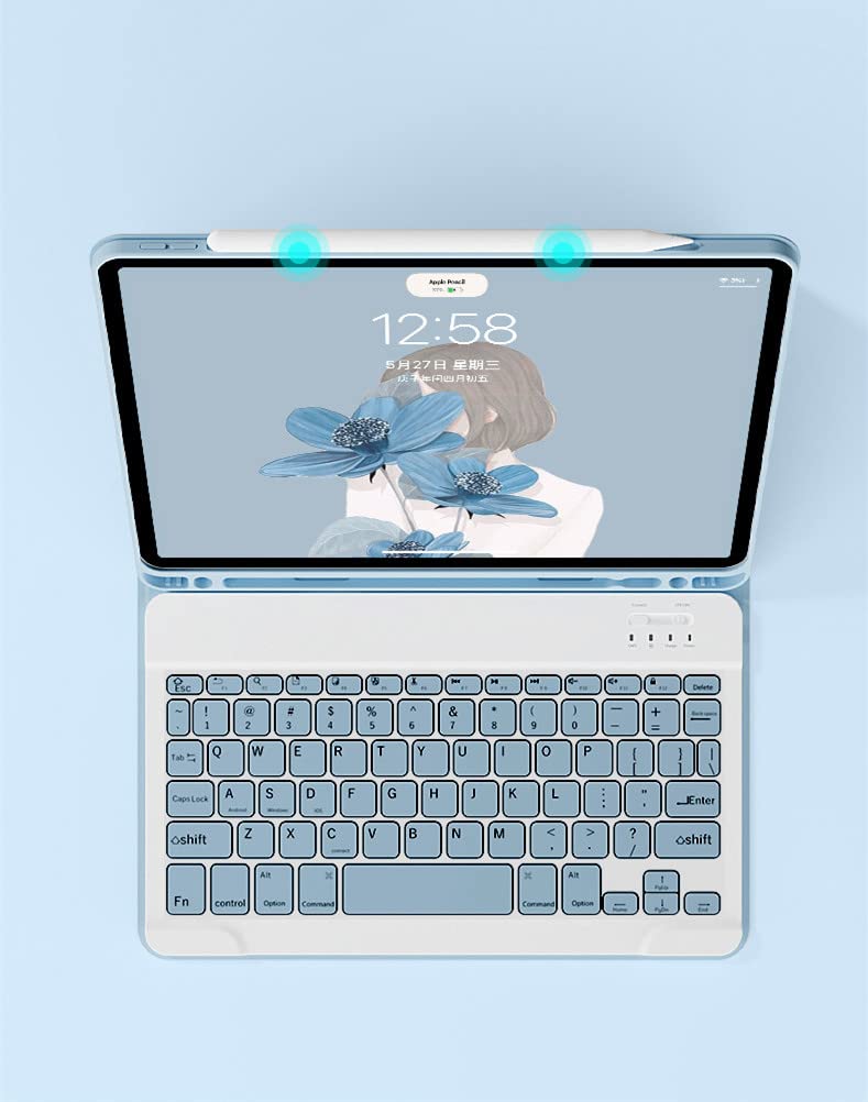 Slim Magnetic Keyboard Case with Mouse for iPad 10.2 inch (9th/8th/7th Gen/Air3/Pro10.5) - Detachable Bluetooth Keyboard with Pencil Holder | Perfect for Work, Study & Travel (Blue)