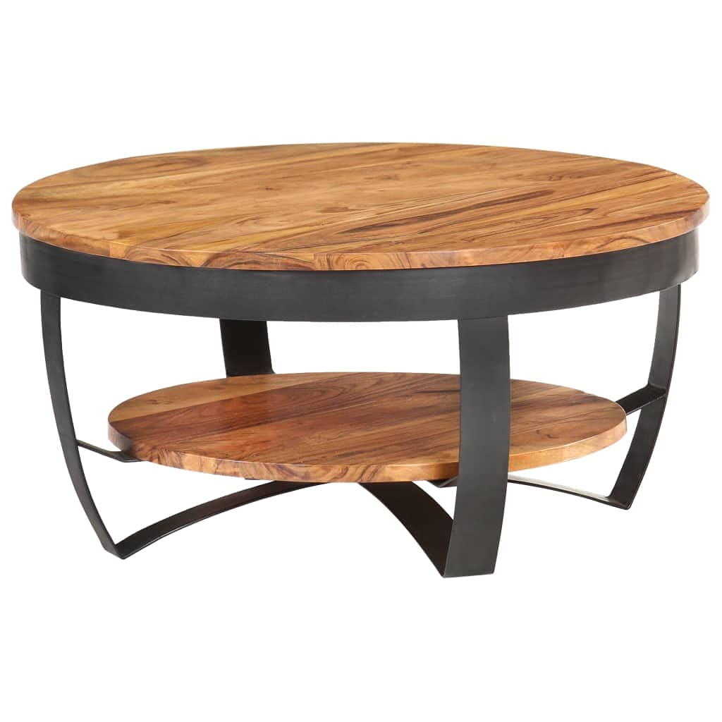Rustic Farmhouse Coffee Table with Storage Shelf - 25.6