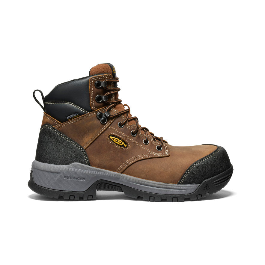 Men's Evanston 6 Waterproof Work Boot with Carbon Toe - Bison/Black - Durable Safety Boots for Construction, Hiking & Outdoor Work