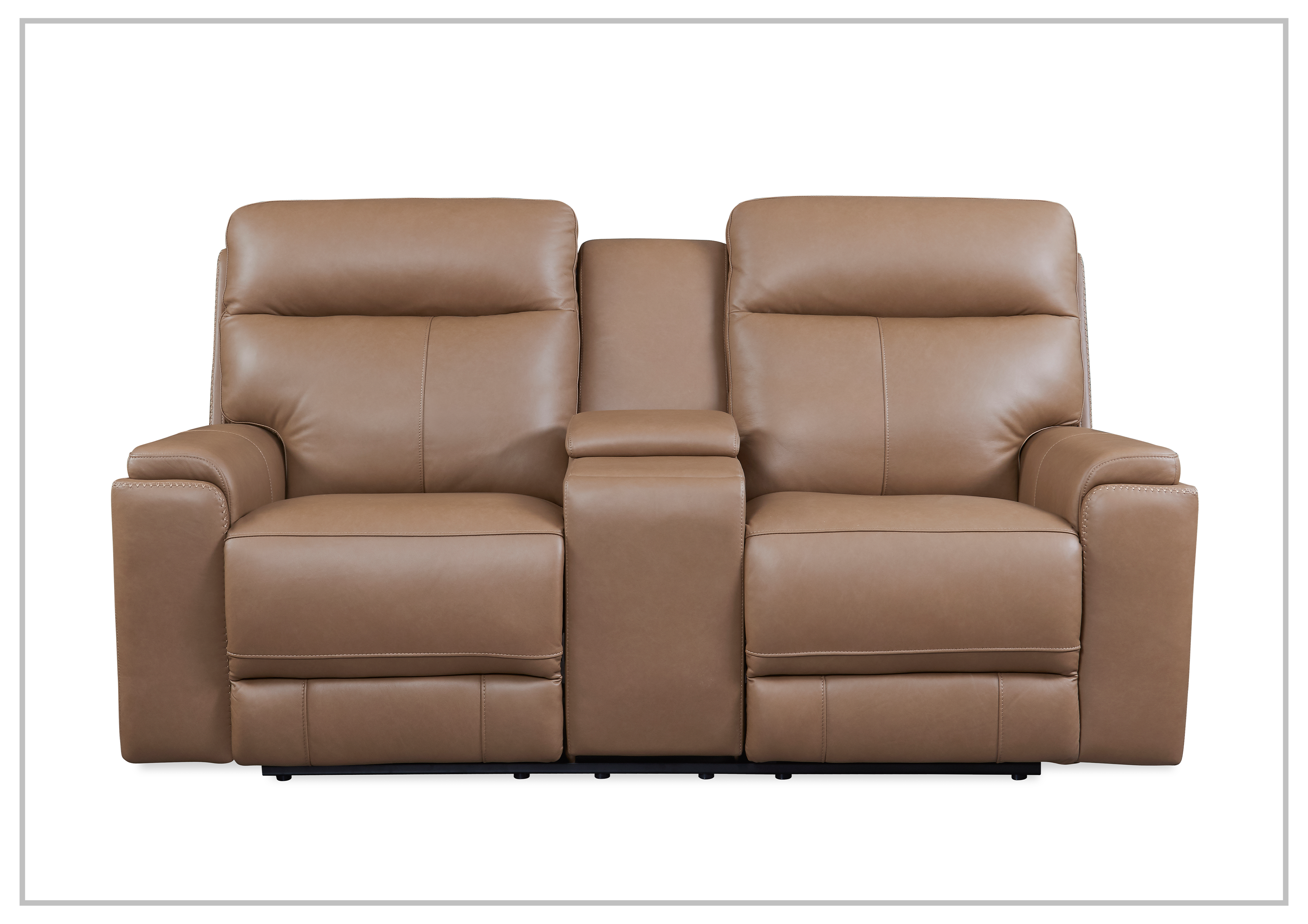 Gio Italia Bruna 2-Seater Genuine Leather Power Reclining Sofa with Console - Modern Living Room Furniture for Home Theater & Relaxation