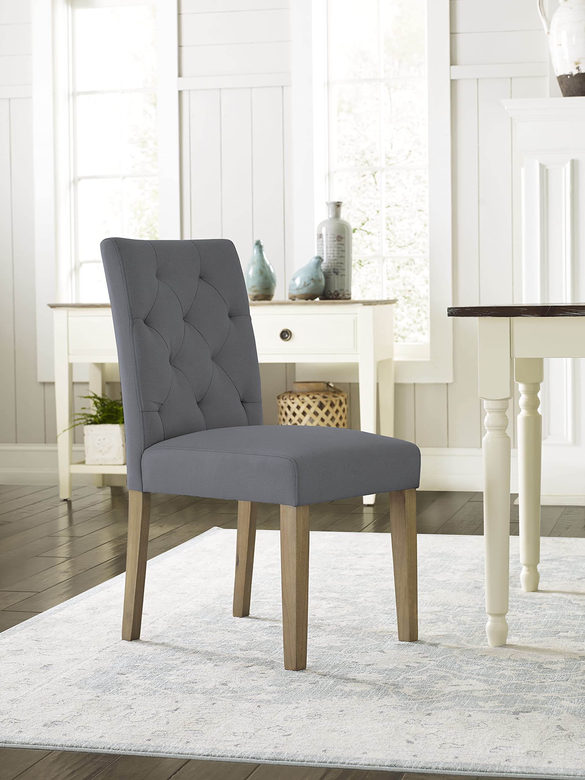 Finch Westport Tufted Dining Chairs Set of 2 - Gray Upholstered Side Chairs for Kitchen, Dining Room & Breakfast Nook - Comfortable & Stylish Seating Solution