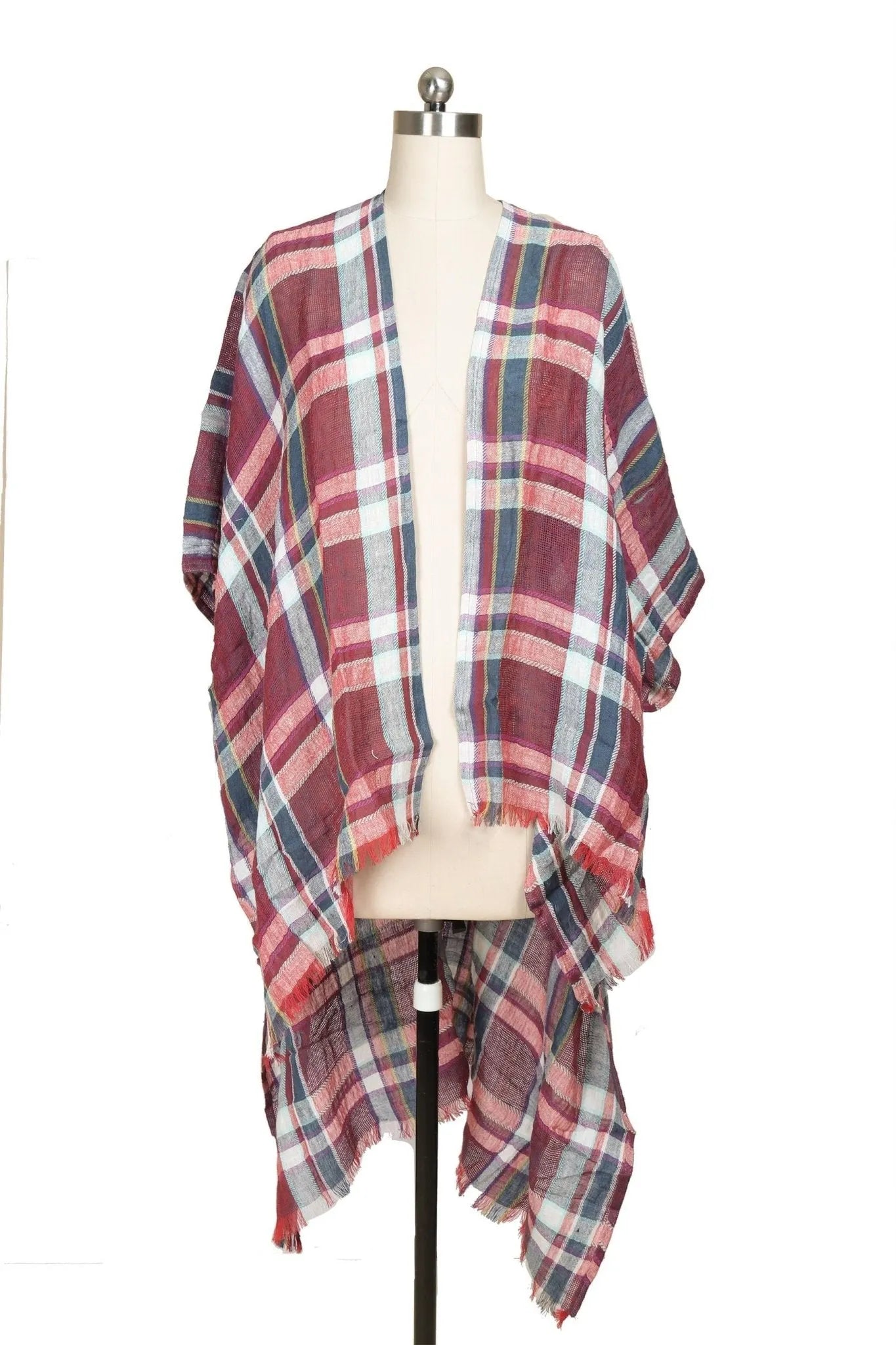 Stylish Linen Cotton Plaid Kimono Robe - Lightweight & Breathable for Women - Perfect for Lounge, Beach Cover-Up & Boho Outfits