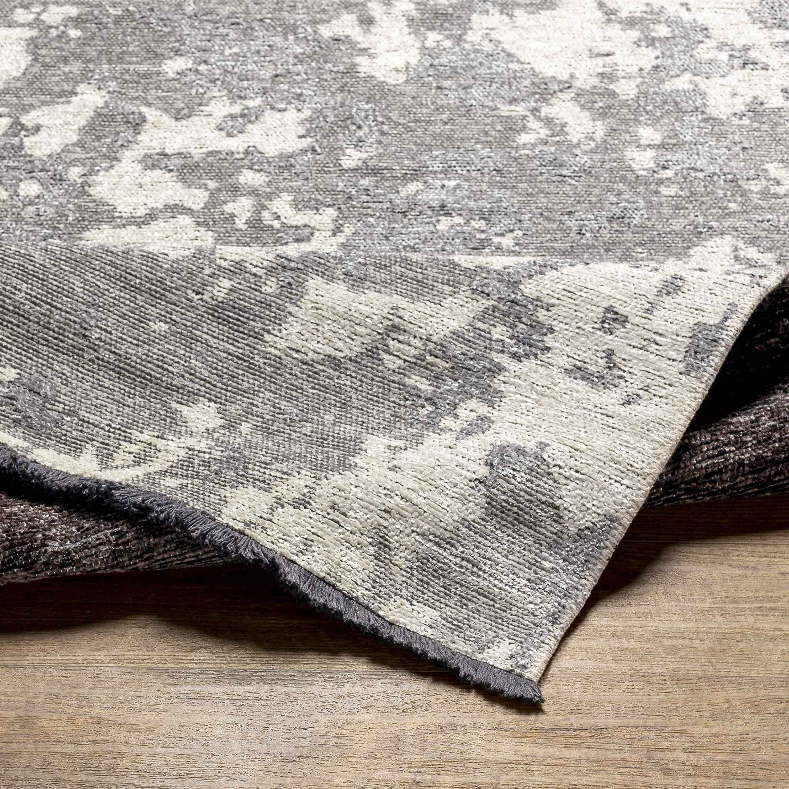 Hauteloom Bimo Modern Area Rug for Living Room & Bedroom - Soft Gray, Beige, Blue - 3'9