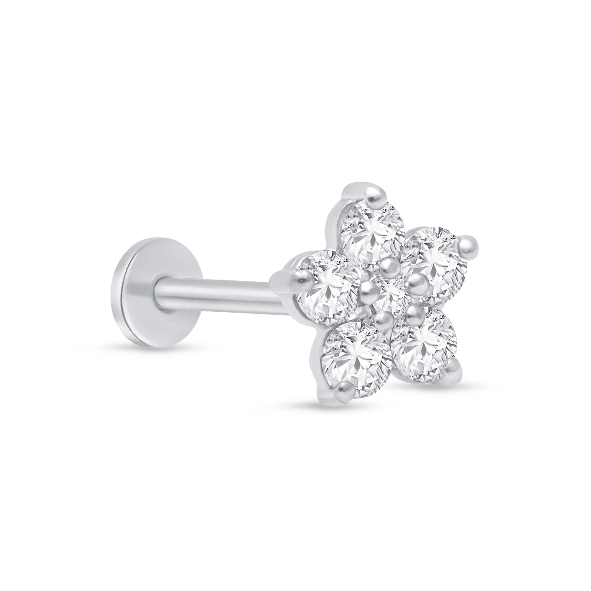 14K White Gold Round Diamond Flower Stud Earrings for Women - Perfect for Weddings, Parties & Everyday Elegance