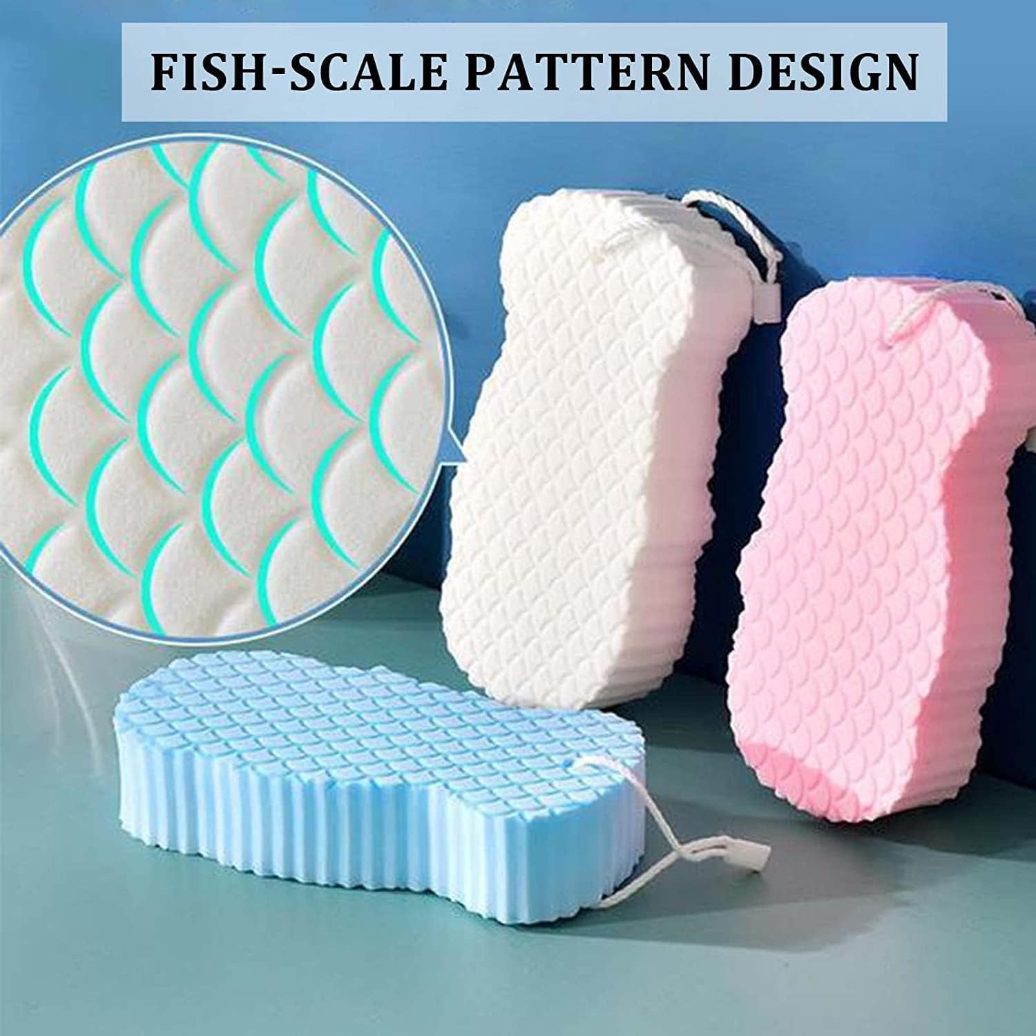 RIXTEC Ultra Soft Exfoliating Bath Sponge - Dead Skin Remover & Painless Body Scrubber for Adults, Kids & Pregnant Women - Super Soft Shower Sponge for Sensitive Skin (Multi Colors) - Perfect for Daily Shower, Spa & Gentle Skin Care Routine