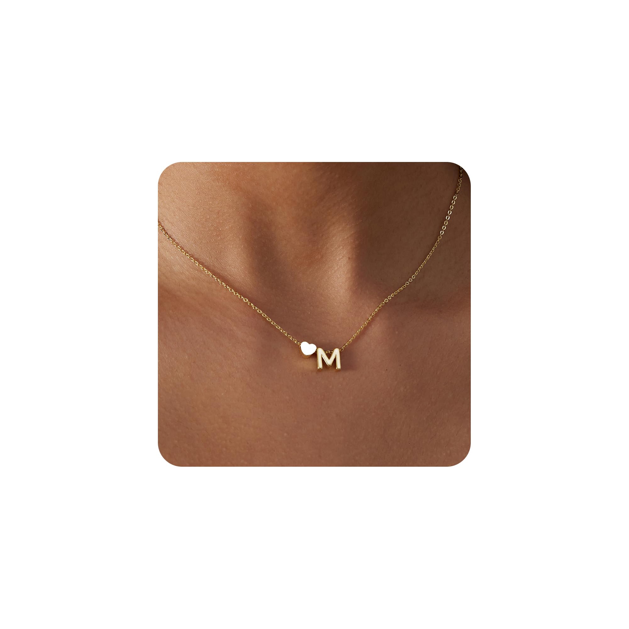 14K Gold Plated Personalized Initial Necklace for Women - Dainty Heart Letter Pendant Name Necklace | Perfect Gift for Birthday, Anniversary & Valentine's Day