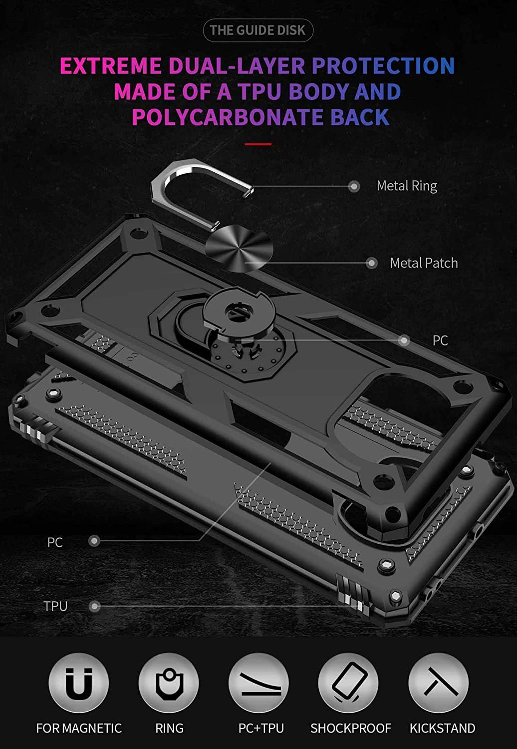 **YaHan 2-Pack Heavy Duty Shockproof Case for Xiaomi Poco X3 NFC/X3 – 360° Rotating Ring Kickstand & Tempered Glass Screen Protector – Perfect for Work, Travel & Outdoor Activities**