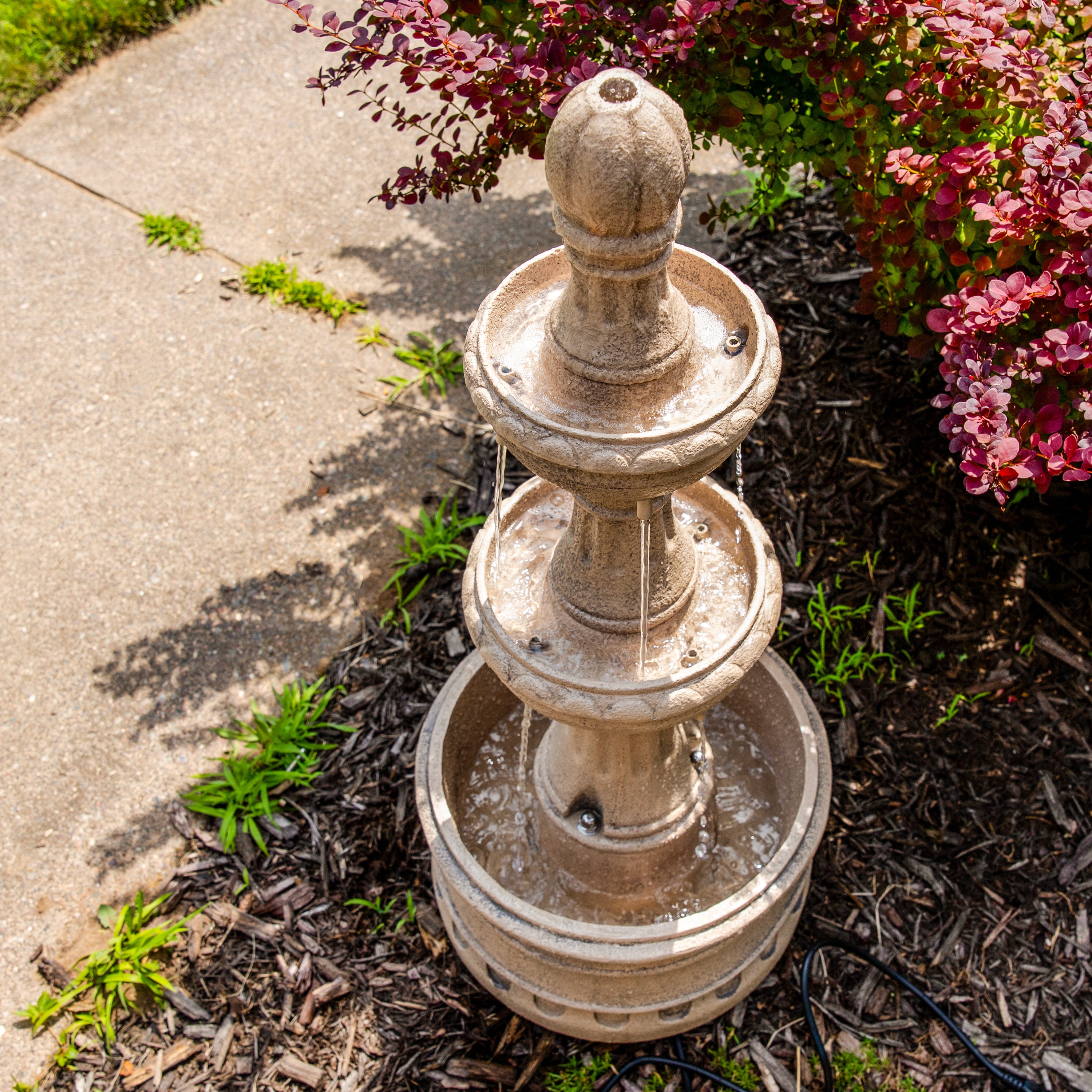 Sunnydaze Cyprus 3-Tier Polyresin Outdoor Water Fountain - 39 Inch Height, Garden Decor, Patio Fountain for Backyard, Porch, and Landscape (Perfect for Relaxation and Outdoor Ambience)