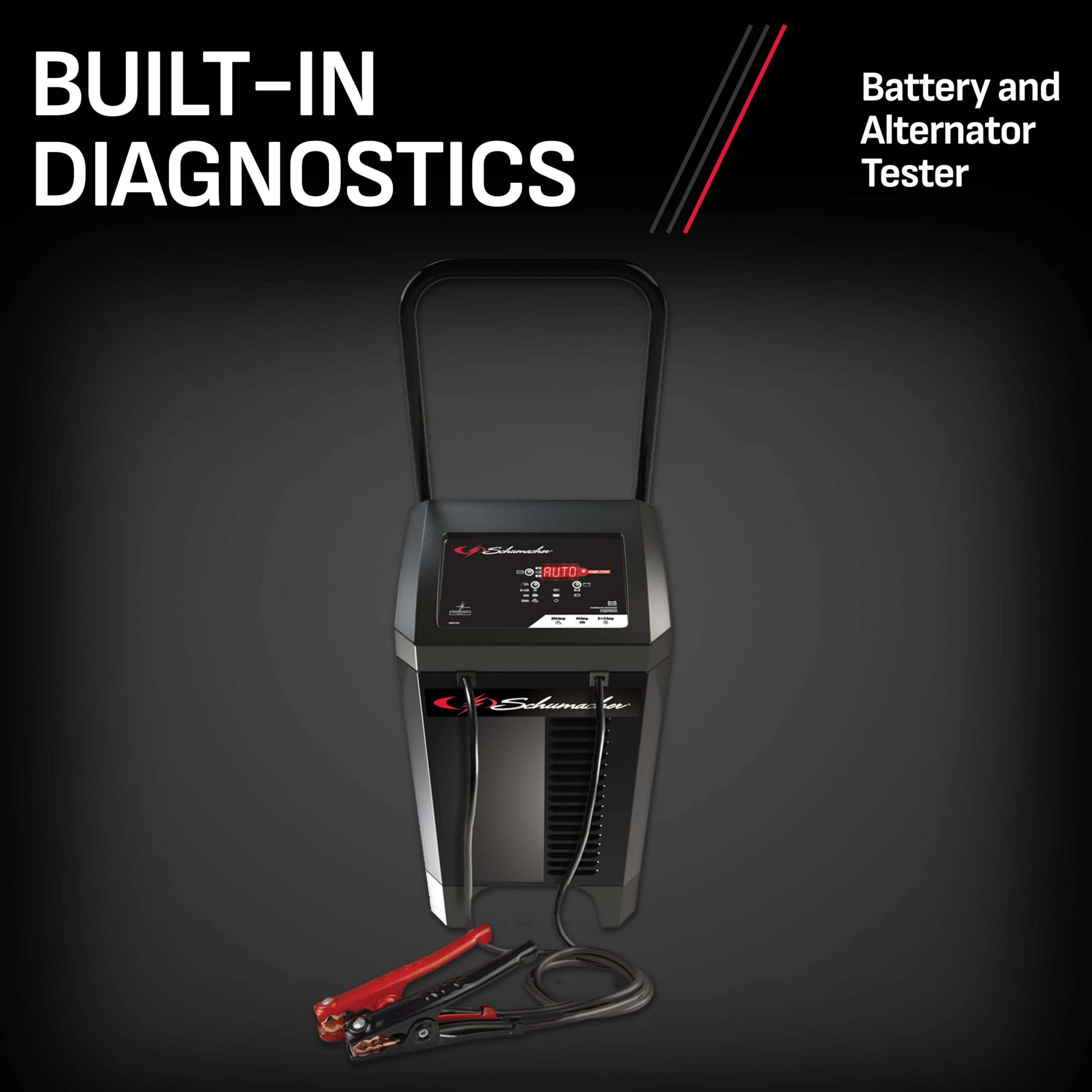 Schumacher SC1353 6-in-1 Fully Automatic Wheeled Battery Charger & Engine Starter - 200 Cranking Amps, 40A Boost, 6V/12V for Cars, Trucks, Marine Batteries - Perfect for Garage, Roadside Emergencies & Boat Maintenance