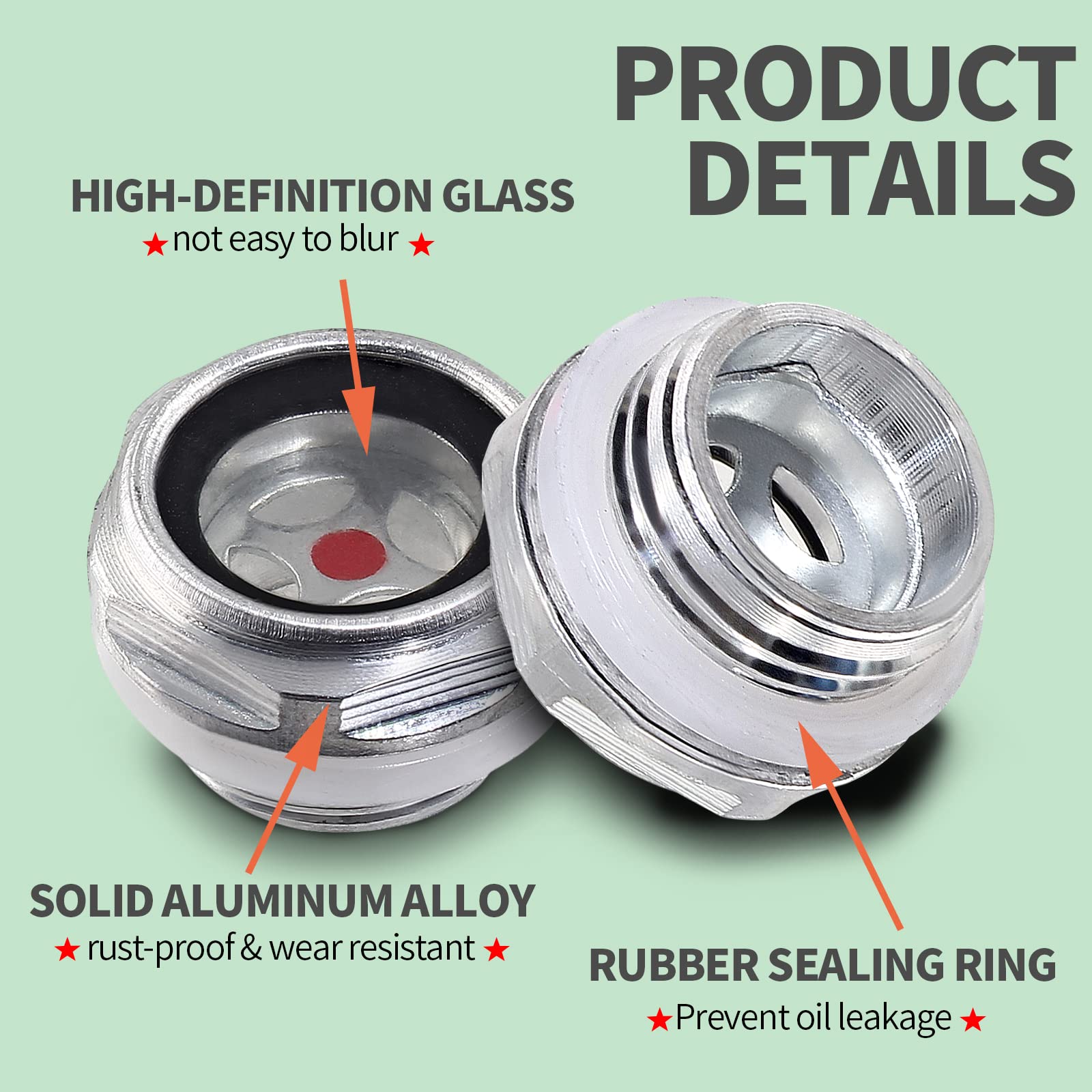 4Pcs Aluminum Alloy Hex Oil Sight Glass G1/2