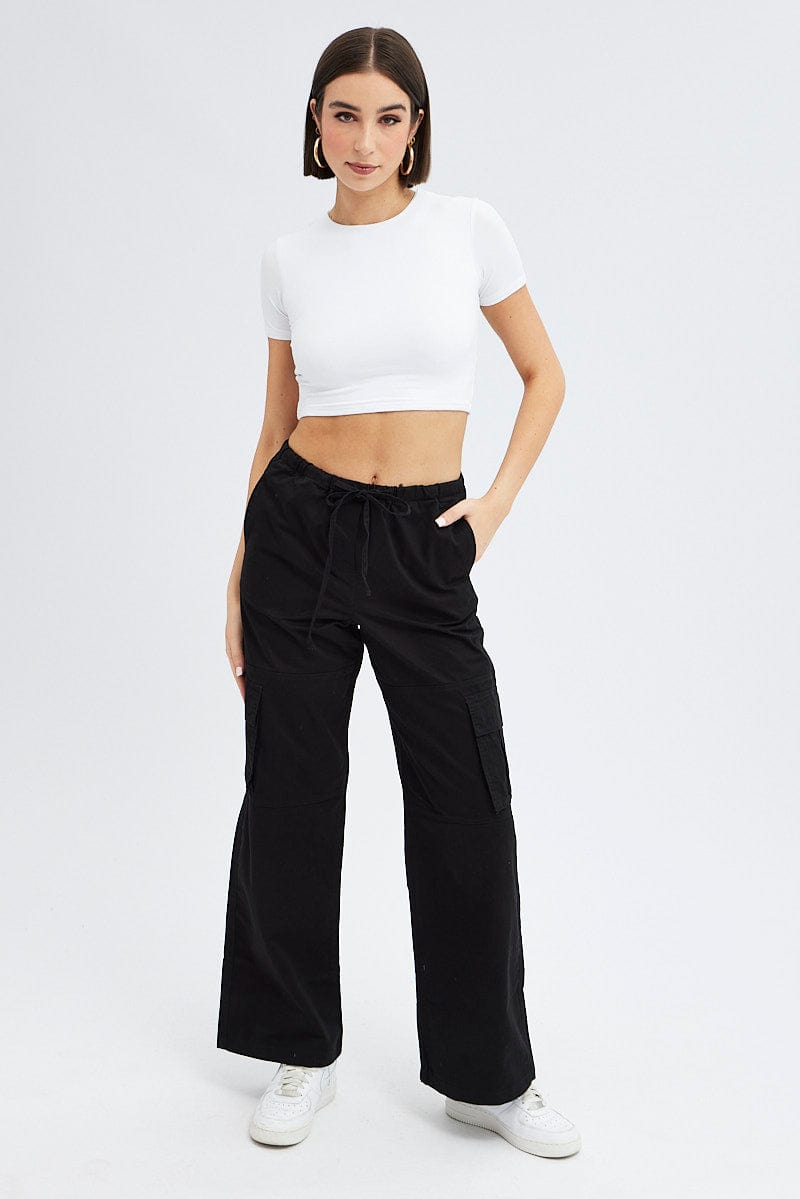 Stylish Black Cargo Pants for Women - Wide Leg Comfort Fit - Perfect for Casual Wear, Work & Outdoor Activities