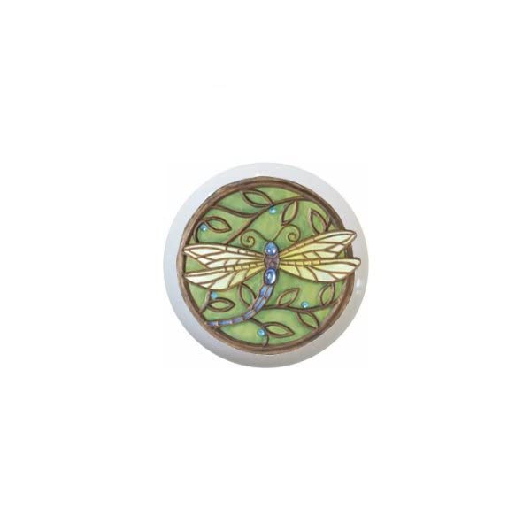 Dragonfly Design #DGF1050 - Decorative Glossy Ceramic Cabinet Pulls & Drawer Knobs with Round Dragonfly Motif - Perfect for Kitchen Cabinets, Dressers, and Home Décor