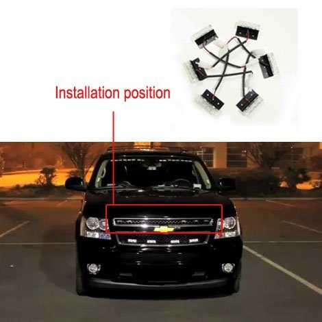 18 LED Emergency Strobe Lights - Red & Blue for Vehicle Grille & Deck - Warning & Safety Lights for Trucks & Emergency Vehicles