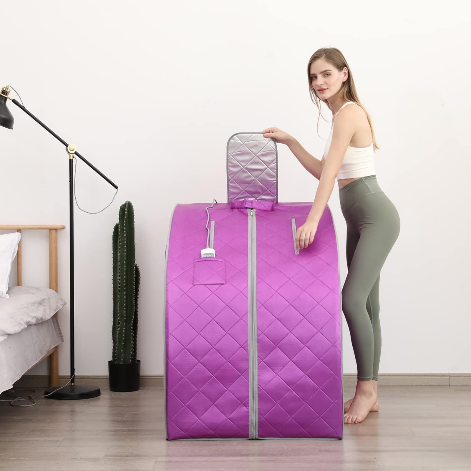 Smartmak Portable Far Infrared Sauna Tent for Home - Detox & Weight Loss Spa with Heating Foot Pad & Foldable Chair (Purple) | Personal Full Body Therapy for Relaxation, Pain Relief & Yoga Recovery | Perfect for Home Wellness, Post-Workout Recovery & Stress Relief
