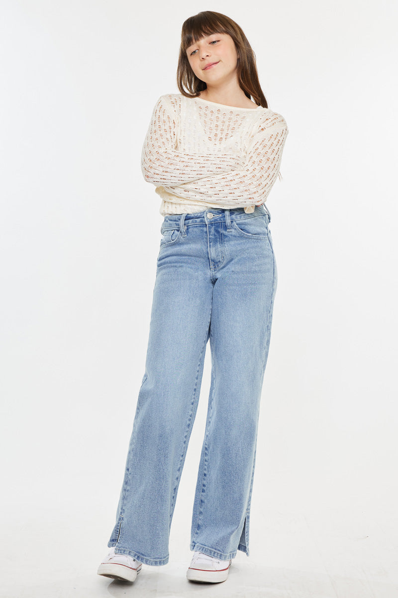 Aurora High Rise Wide Leg Jeans for Kids - Trendy & Comfortable Denim Pants for Girls & Boys - Perfect for School, Play & Everyday Wear