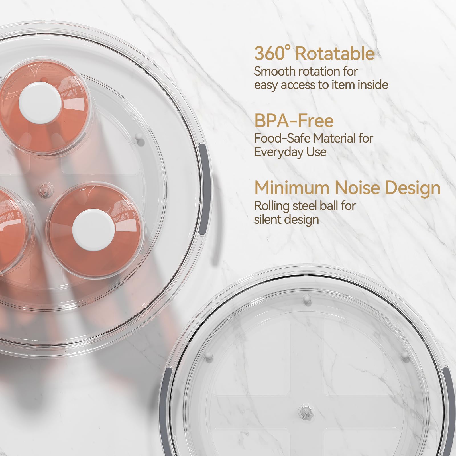 LAMU 3-Pack Lazy Susan Turntable Organizer for Kitchen Cabinet - 9.25