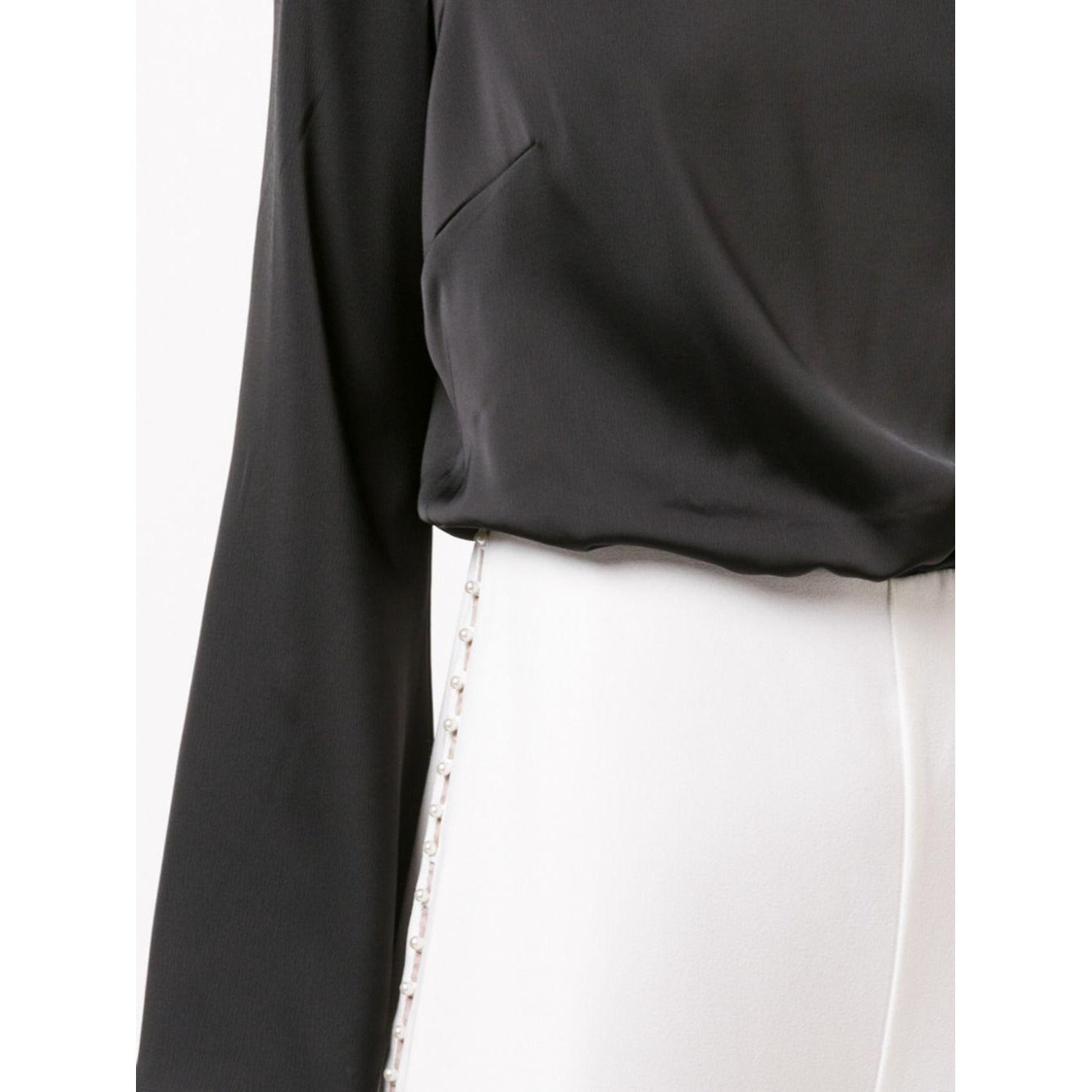 Aidan Mattox Women's Asymmetric Long Sleeve Jumpsuit - Black & Ivory | Elegant One-Piece Romper for Evening Parties, Date Nights & Special Occasions