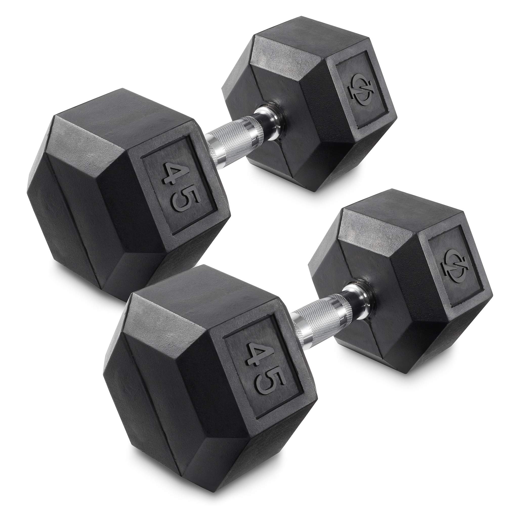 Philosophy Gym Rubber Coated Hex Dumbbell Hand Weights Set (Pair) - Perfect for Home Workouts, Strength Training & Fitness Routines