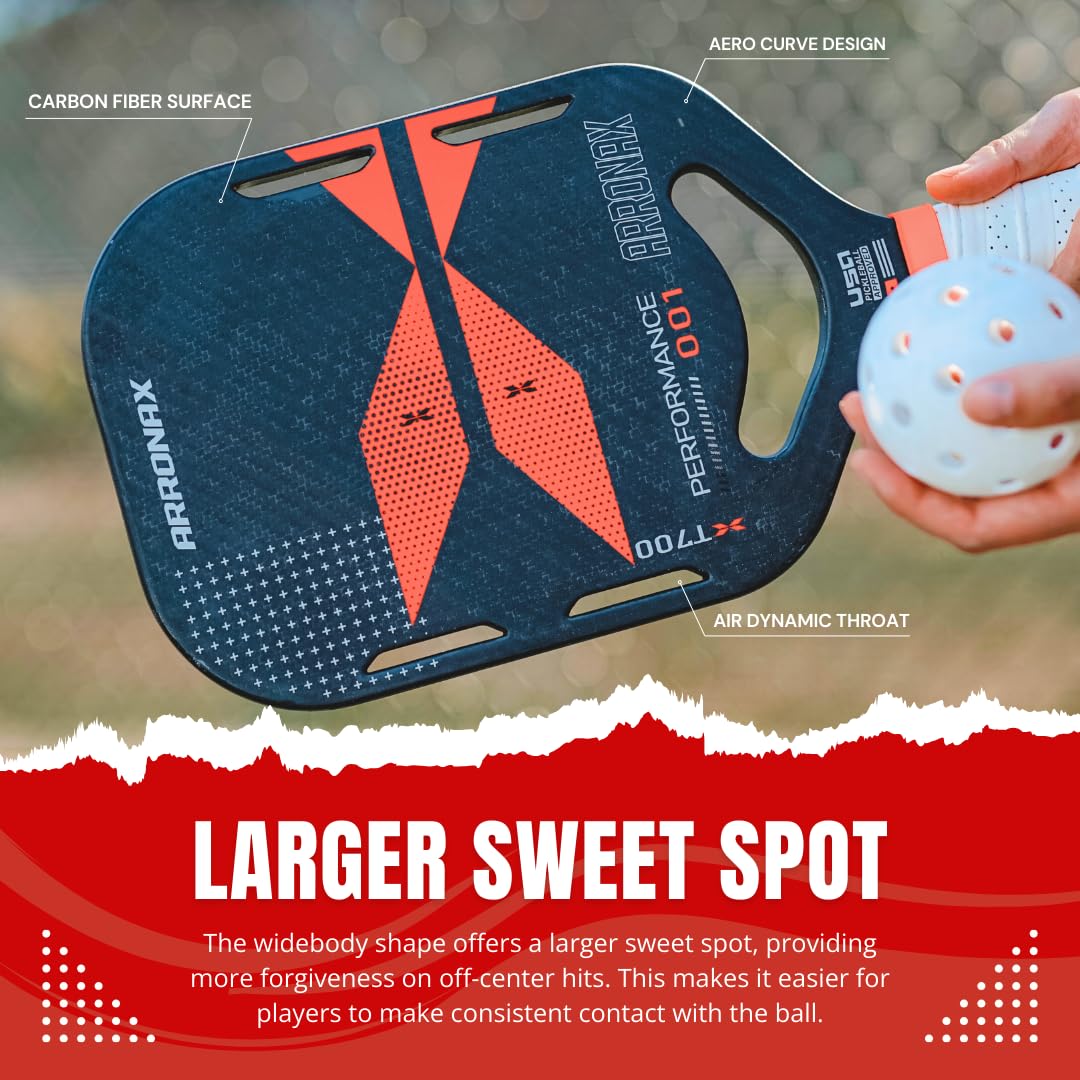 Arronax 16mm Thermoformed Carbon Fiber XT700 Pickleball Paddle - USAPA Approved for Beginners & Advanced Players (Black) | Perfect for Indoor/Outdoor Court Play & Competitive Tournaments