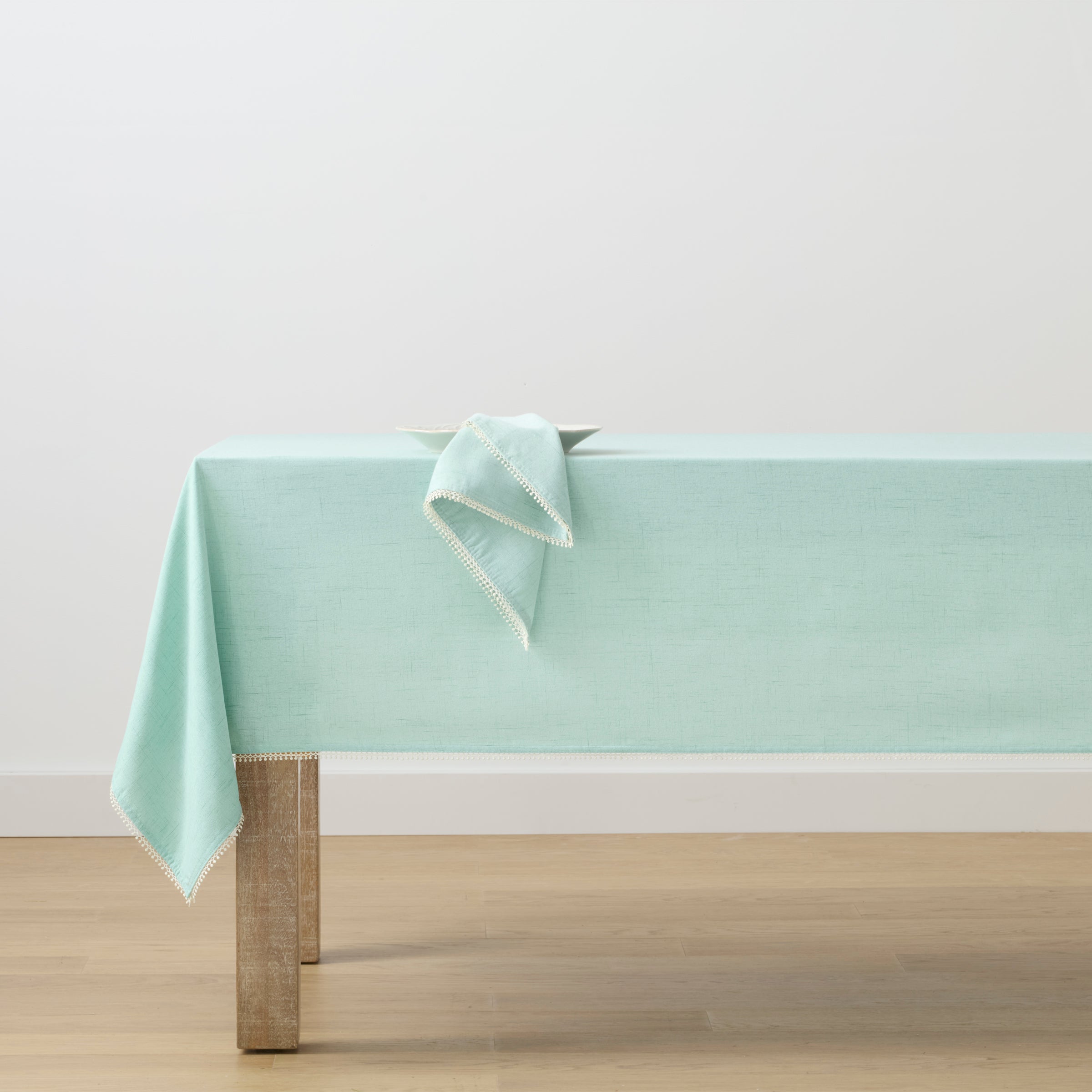 Elegant French Perle Ice Blue Tablecloth – Premium Linen Dining Table Cover for Weddings, Parties & Home Decor