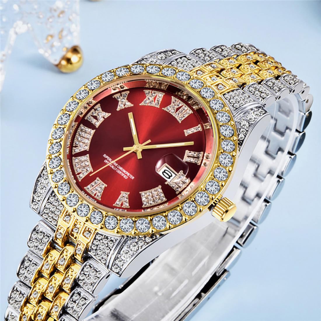 Luxury SENRUD Unisex Crystal Diamond Watch - Stainless Steel Iced-Out Bracelet for Men & Women | Perfect for Formal Events, Parties & Everyday Wear