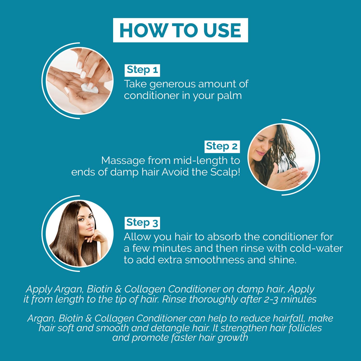 CO LUXURY Argan Biotin & Collagen Conditioner for Smooth & Shiny Hair | Nourishing Hair Repair Treatment with Jojoba Oil | Frizz Control for All Hair Types - 200 ml | Daily Hydration & Salon-Quality Results at Home