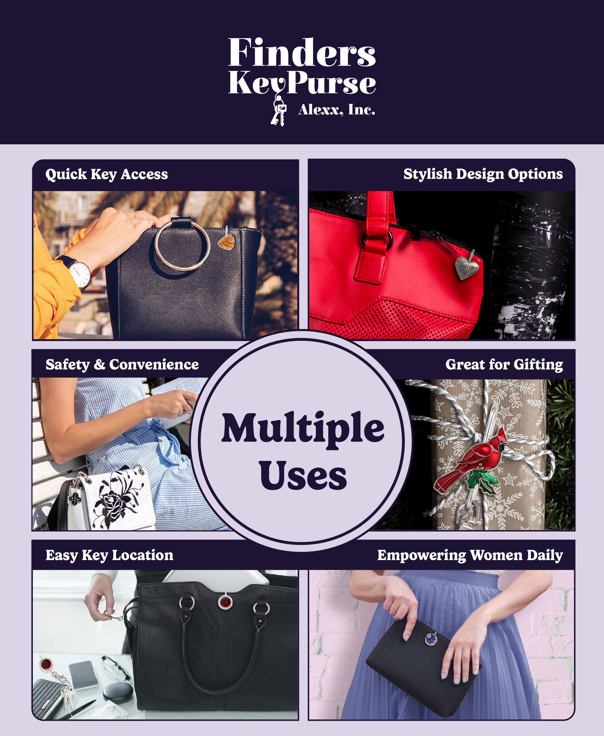Personalized Monogram Key Finder & Purse Organizer - Stylish Women's Bag Charm Keychain Accessory, Perfect Gift for Mom, Wife, Daughter | Ideal for Key Organization, Handbag Decor & Everyday Carry