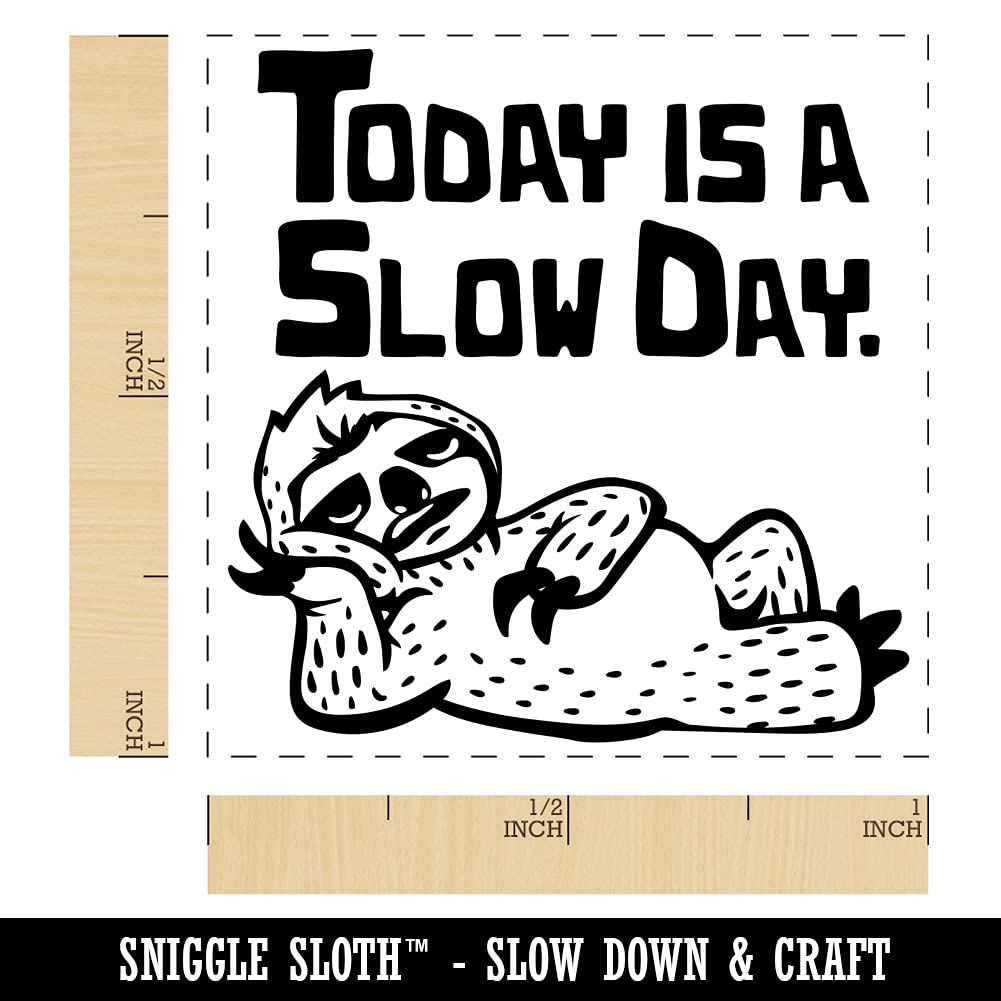 Slow Day Sloth Self-Inking Rubber Stamp - 1 Inch Small Stamp with Black Ink - Perfect for Planners, Journals, and DIY Craft Projects