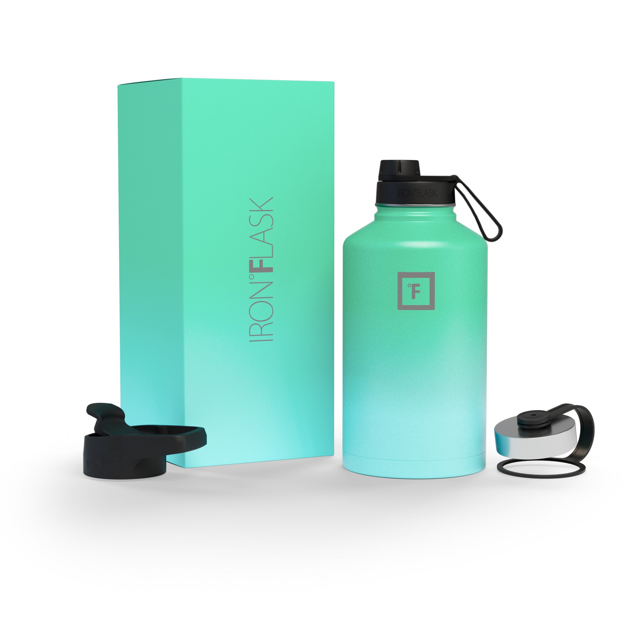 64 Oz Wide Mouth Water Bottle with Spout Lid - Leakproof Stainless Steel Insulated Water Bottle for Gym, Hiking & Outdoor Activities