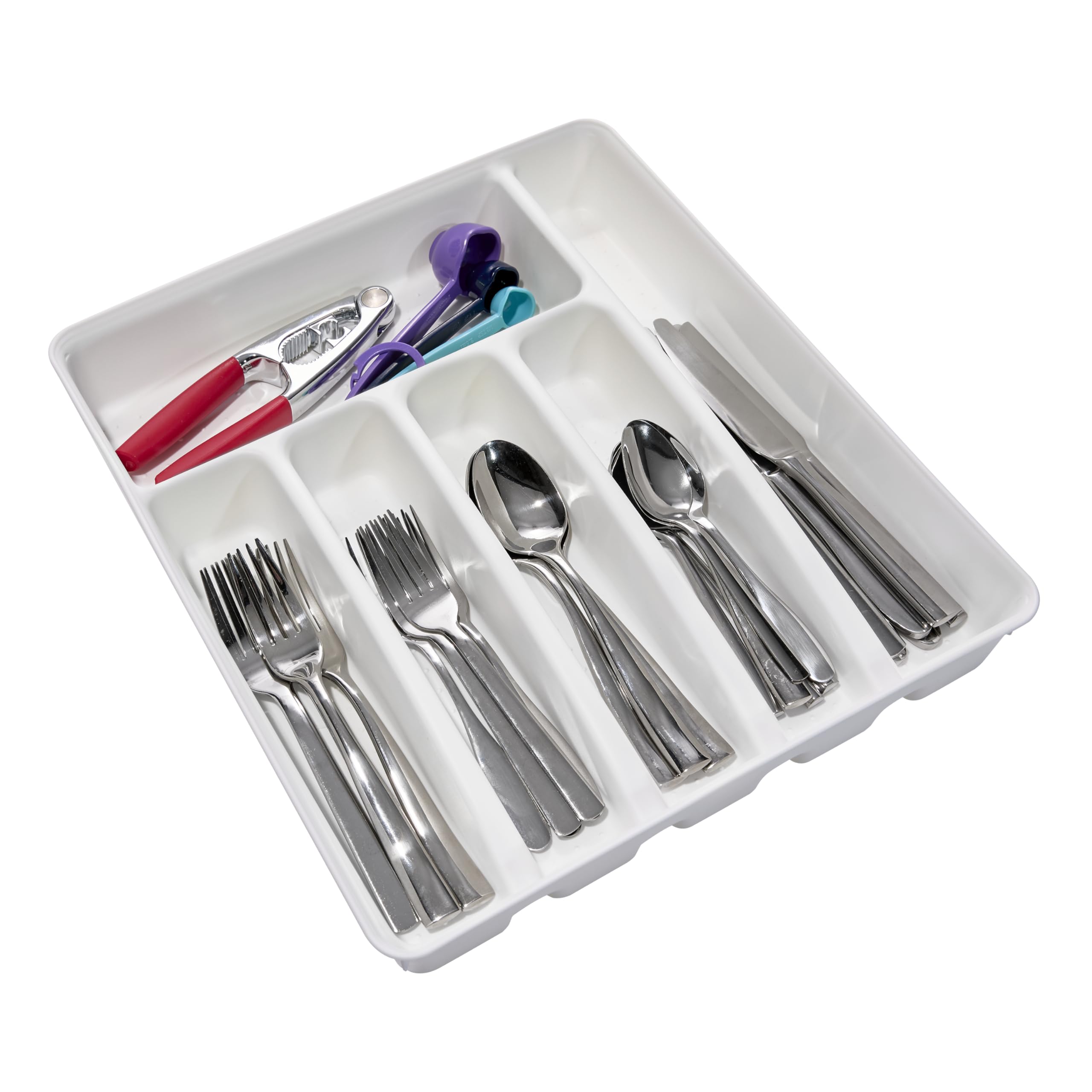 6 Compartment Silverware Tray - Organize Utensils in Kitchen Drawer