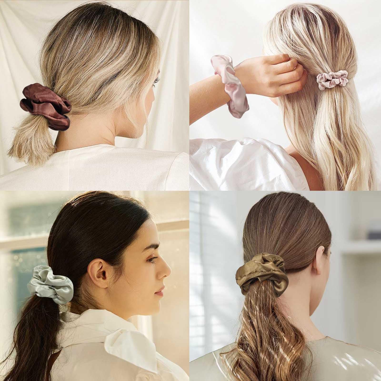 Silk Scrunchies for Women - 12 Pcs Satin Hair Ties for Ponytail & Bun