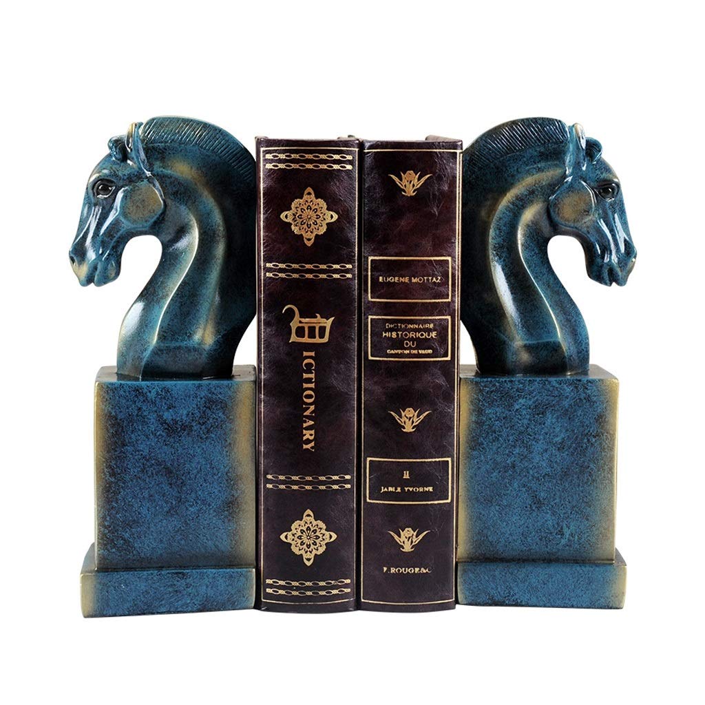 European Style Horse Head Bookends - Heavy Duty Metal Book Stoppers for Office Desk, Bookshelf & Wine Cabinet Decor - Unique Birthday Gifts & Home Ornaments (Color A) - Perfect for Organizing Books, Displaying Collectibles & Enhancing Home Décor