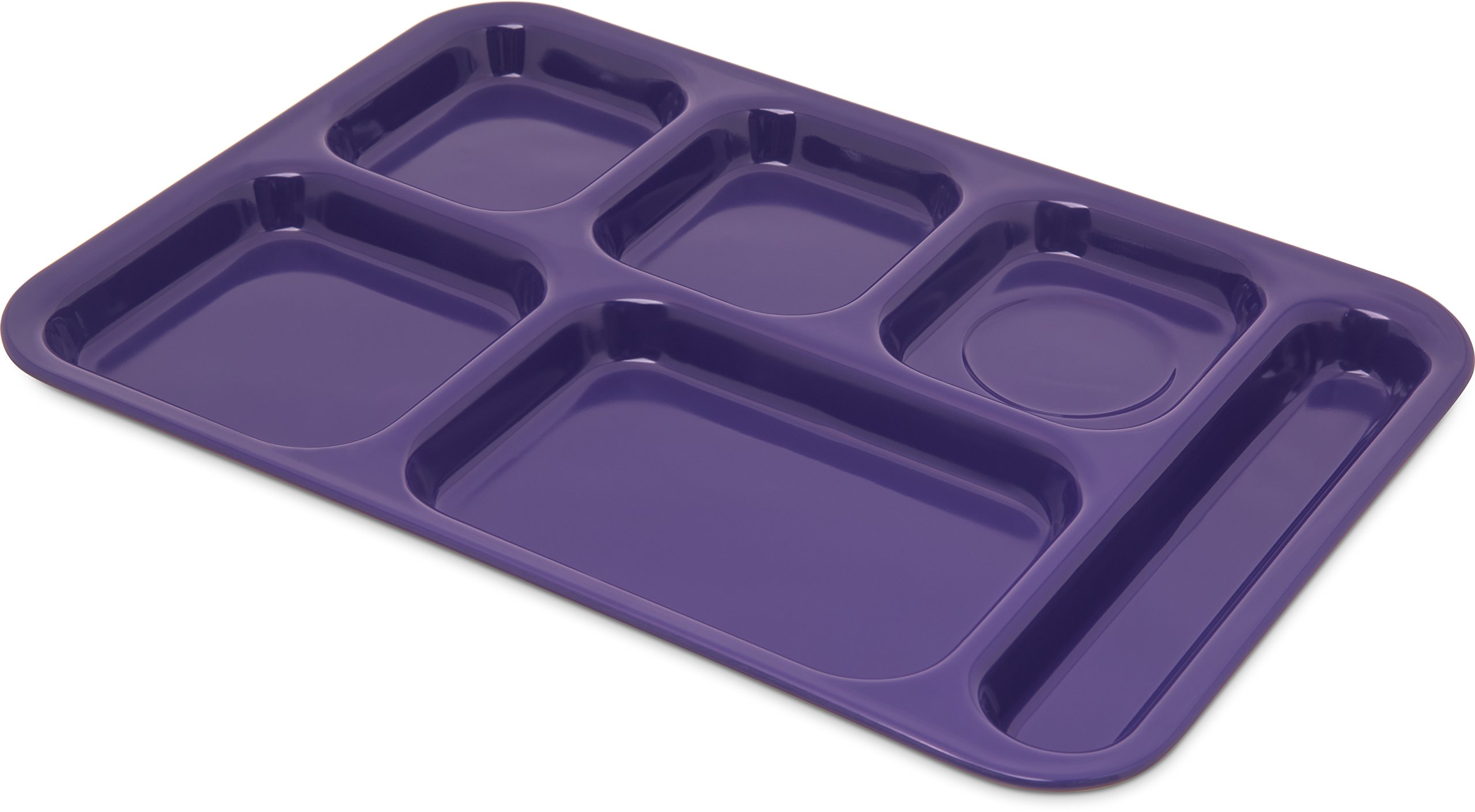 Heavy Duty 6-Compartment Plastic Lunch Tray for Schools & Cafeterias - Right-Handed Purple Meal Tray 14.5