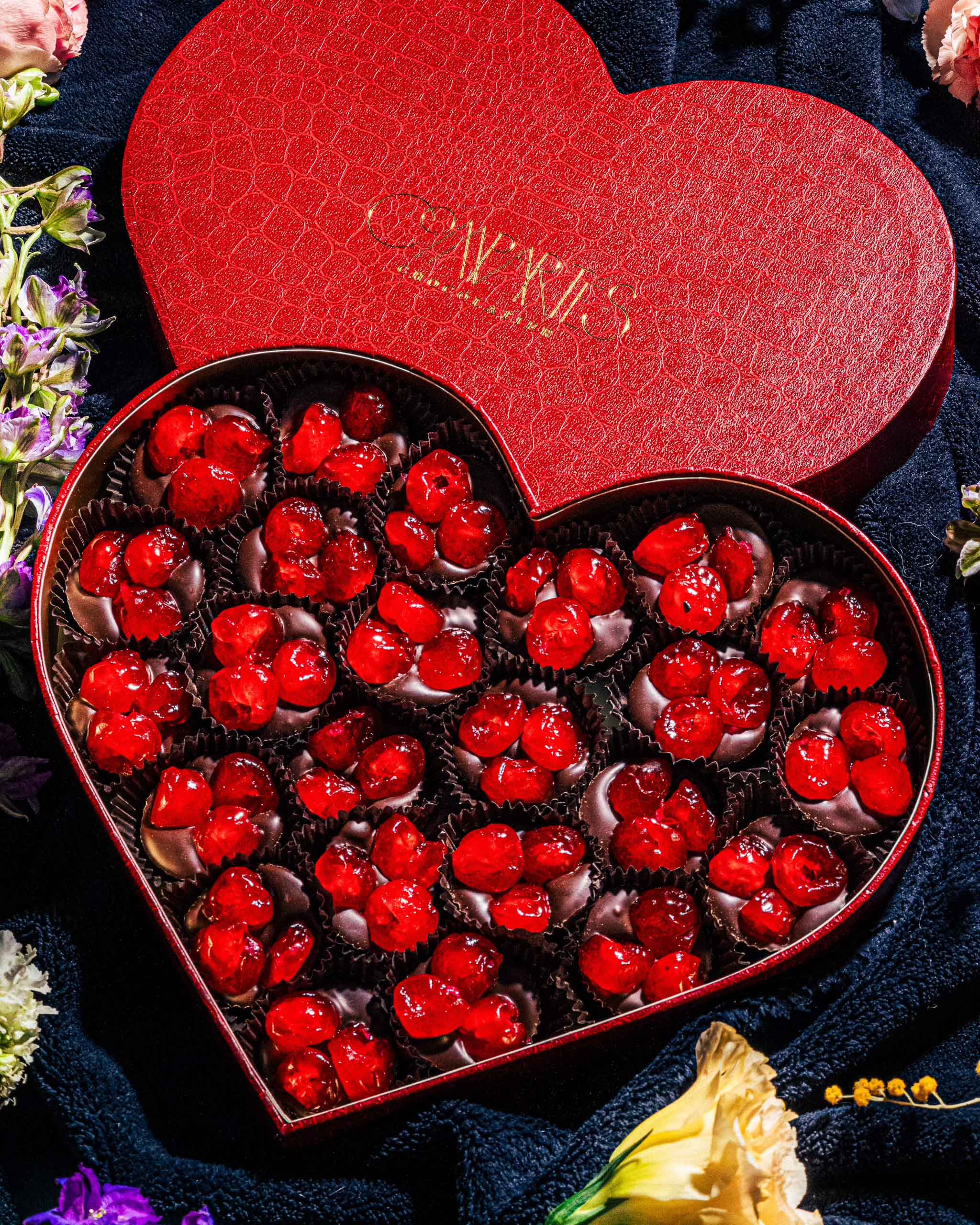 Valentine's Day Chocolate Covered Cherries Gift Box - Romantic Sweet Heart Candy for Couples, Anniversary & Date Night