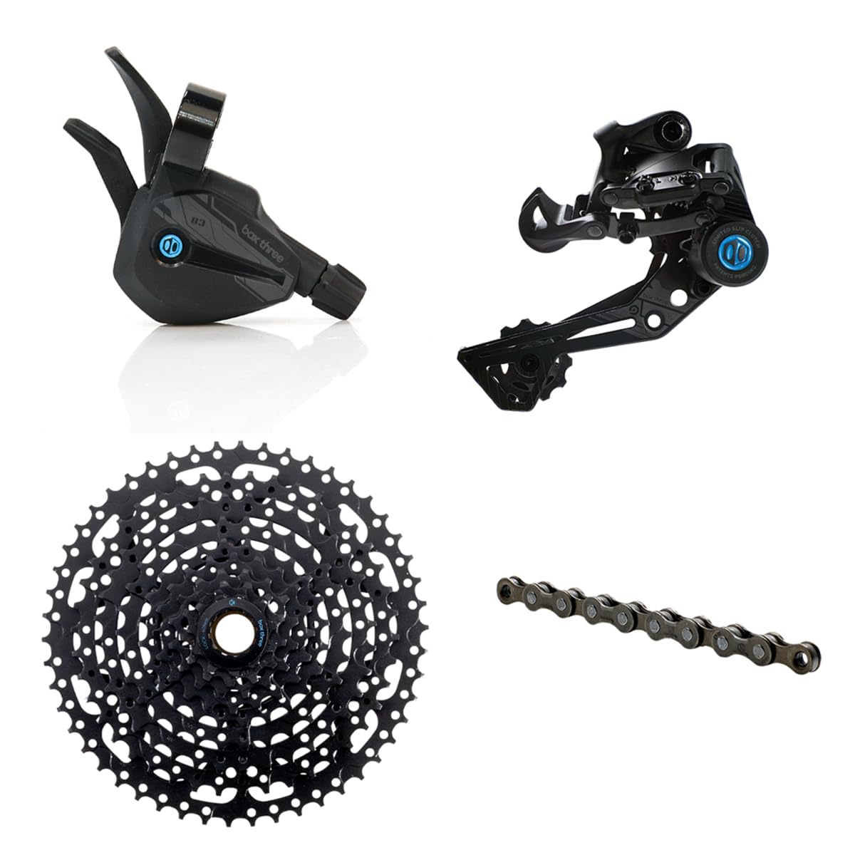 **Box Three Prime 9 Multi-Shift Groupset - 9-Speed 1x Drivetrain for Non-E-Bike & E-Bike | Shifter, Rear Derailleur, Freehub Cassette & Chain | Perfect for Mountain Biking & Urban Commuting**