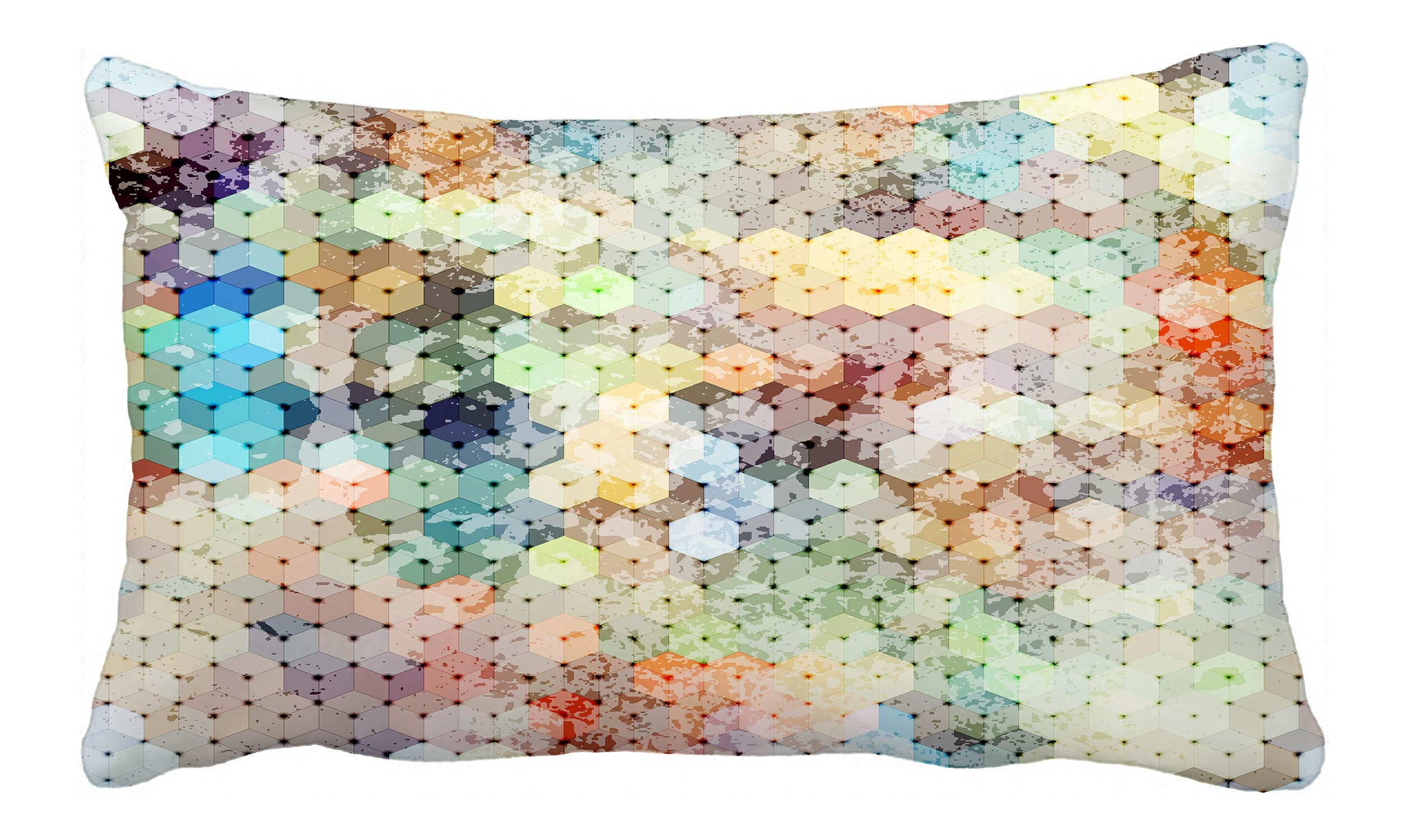Geometric Cube Pattern Pillow Cover 20x30 Inch - Modern Decorative Cushion Case for Sofa, Bed & Home Decor - Soft & Stylish Accent Pillow Cover