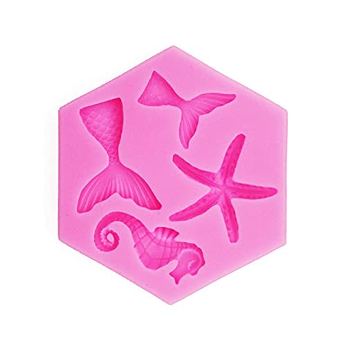 Mini Mermaid Tail Starfish Silicone Mold for Fondant, Chocolate, Cake Decorating, DIY Handmade Clay, Resin, Soap Baking Molds - Perfect for Birthday Parties, Baby Showers, and Ocean-Themed Desserts