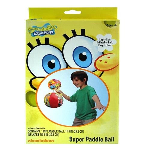 Nickelodeon SpongeBob SquarePants Super Paddle Ball Set with Inflatable Ball - Fun Outdoor Beach & Pool Game for Kids