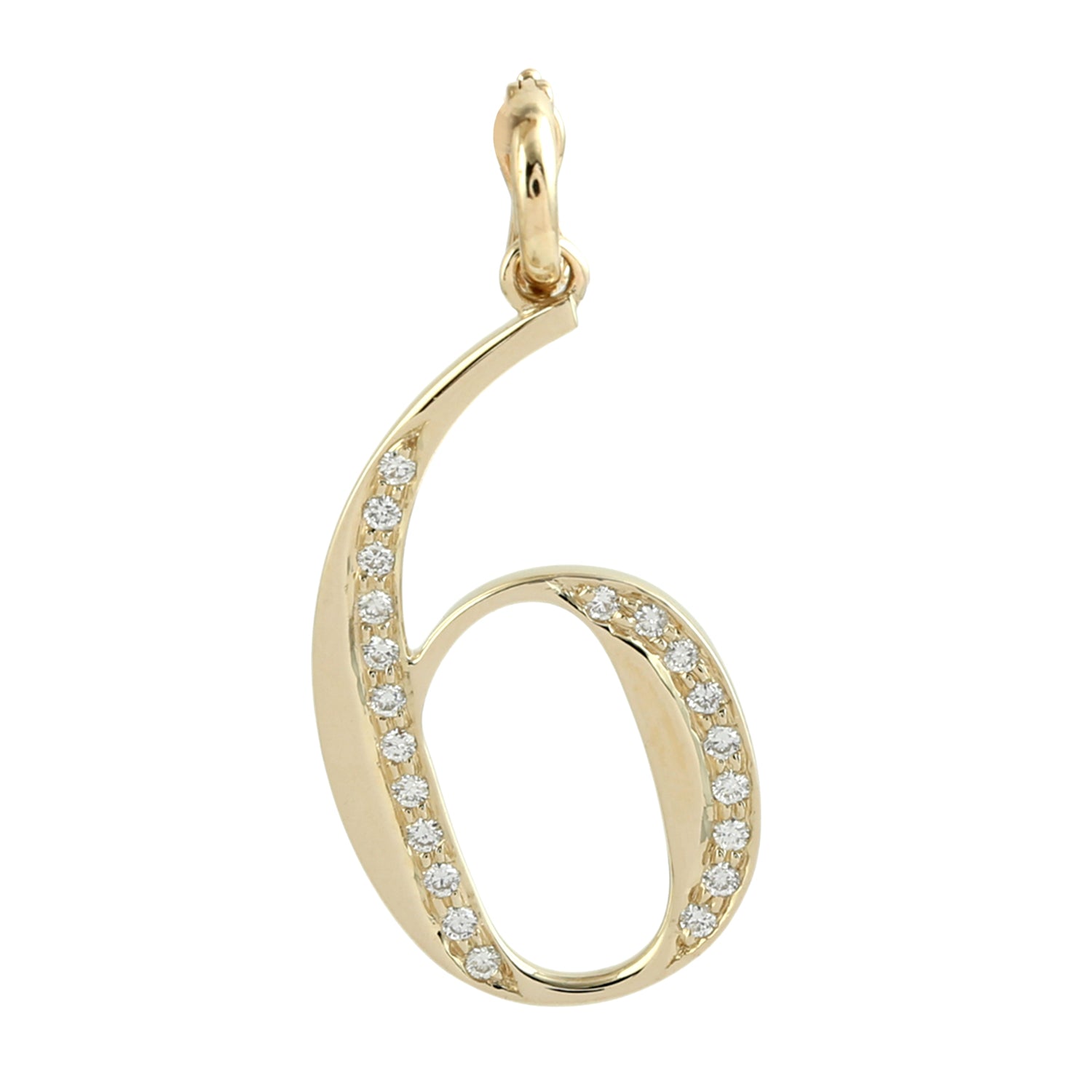 14K Yellow Gold Pave Diamond Initial Pendant Necklace - Personalized 6 Letter Monogram Jewelry for Women, Birthday Gift, Anniversary Present, Christmas Keepsake (Perfect for Engraving & Special Occasions)