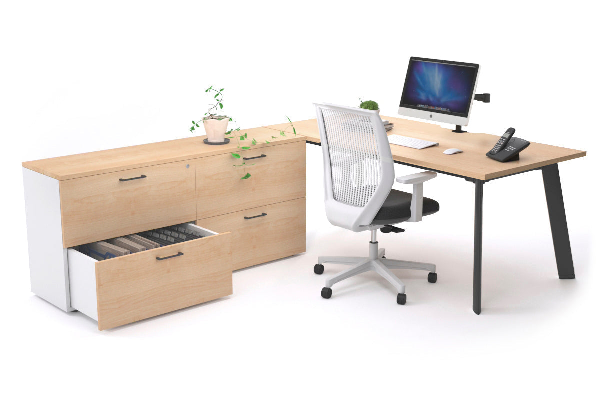 Switch Executive Setting With Uniform Spine Black Frame [1600L x 800W with Cable Scallop] - Premium Office Desk for Modern Workspaces