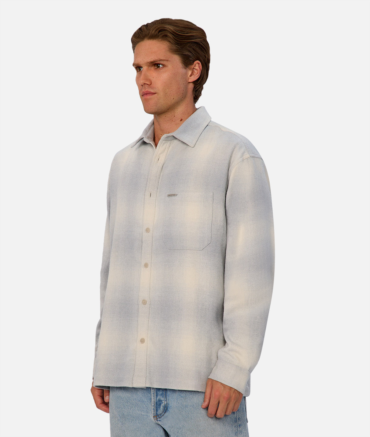 Highland Long Sleeve Shirt for Men - Classic Grey Plaid Flannel Shirt | Casual & Outdoor Wear for Fall & Winter