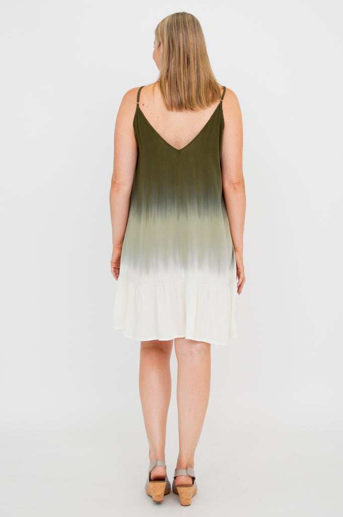 Ettie Dress - Green Dip Dye Midi Dress for Women | Boho Chic Summer Dress for Beach, Wedding & Casual Outings
