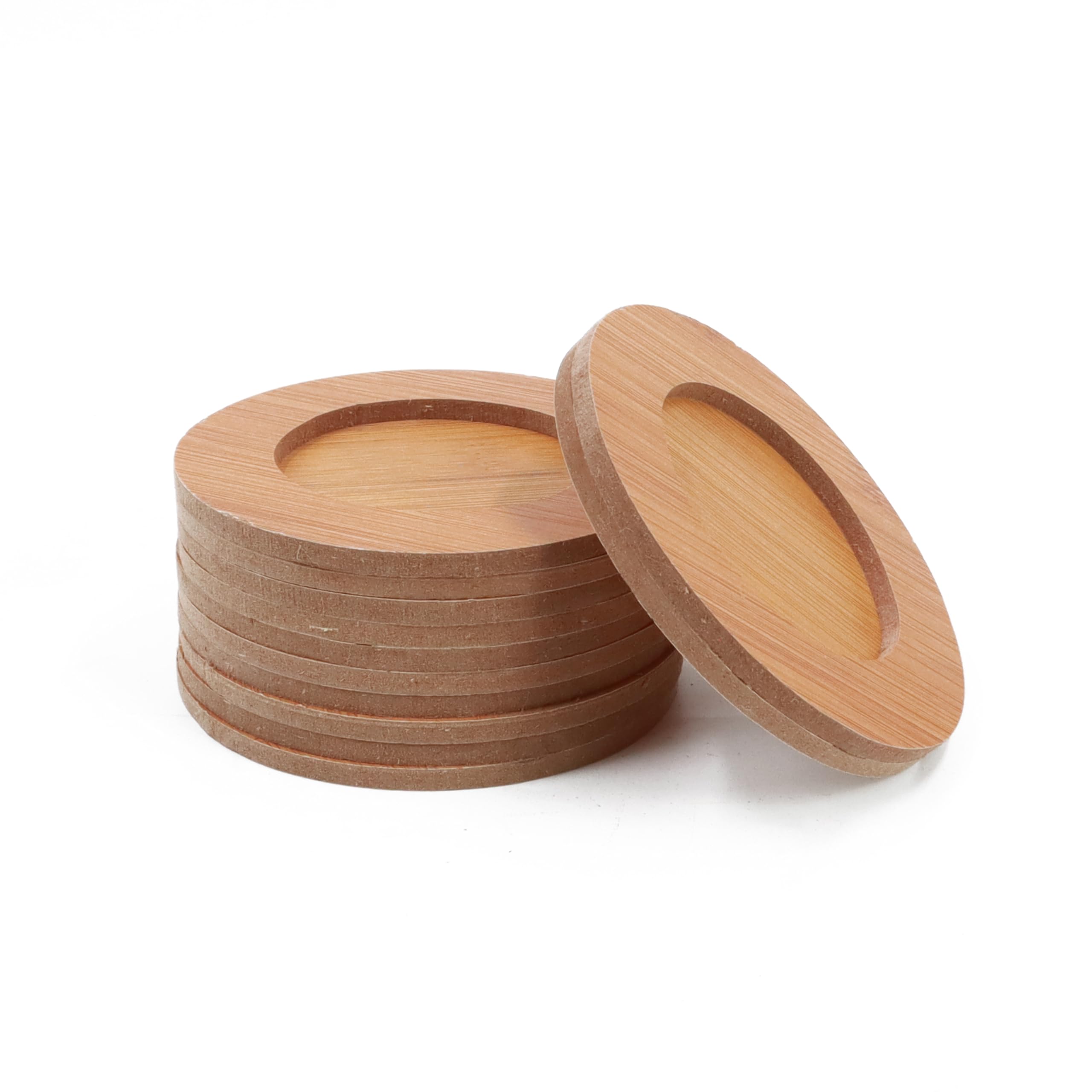 Eco-Friendly Wooden Drink Coasters Set of 6 - Round Heat Resistant Table Coasters for Coffee Mugs, Tea Cups & Glasses | Perfect for Home, Office & Restaurant Use