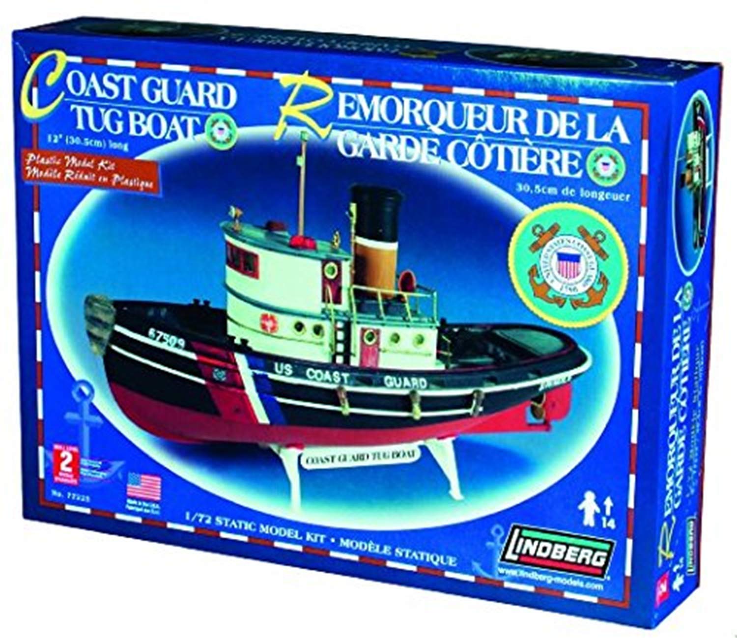 Lindberg Coast Guard Tug Boat 1:72 Scale Plastic Model Kit for Collectors & Hobbyists | Display, Gift & DIY Project | Perfect for Home Decoration, Birthday Presents & Model Building