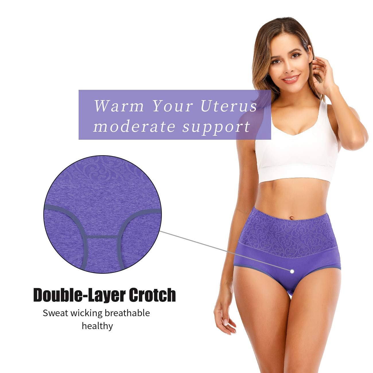 Senllori Women's Cotton High Waist Underwear - Soft Breathable Panties for Ladies, Plus Size Briefs Multipack (5-Pack) - Perfect for Everyday Comfort, Yoga & Sleep