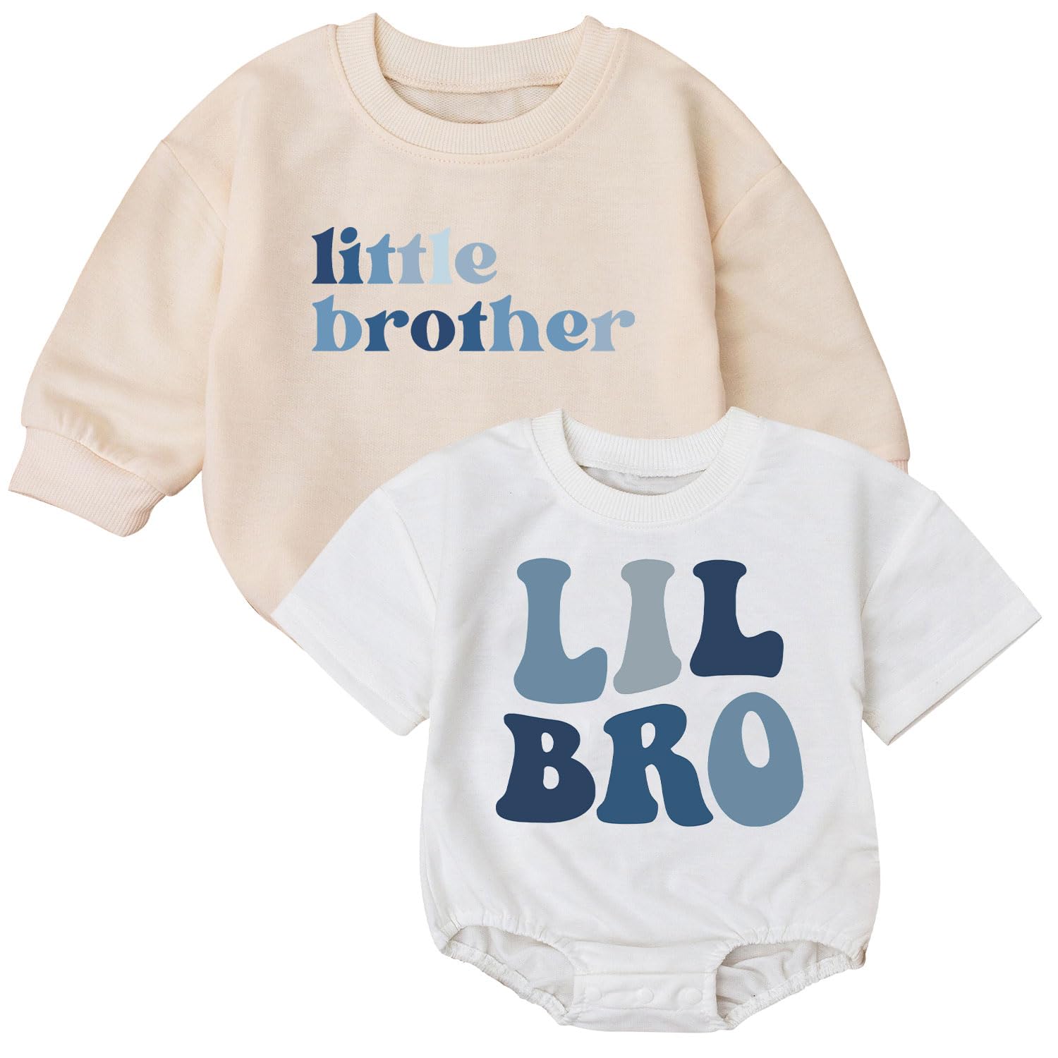 2PCS Baby Boy Little Brother Romper Set - Soft Cotton Bodysuit & Outfit for Newborns | Perfect Baby Shower Gift & Cute Little Brother Outfit | Ideal for Photos, Playdates & Special Occasions