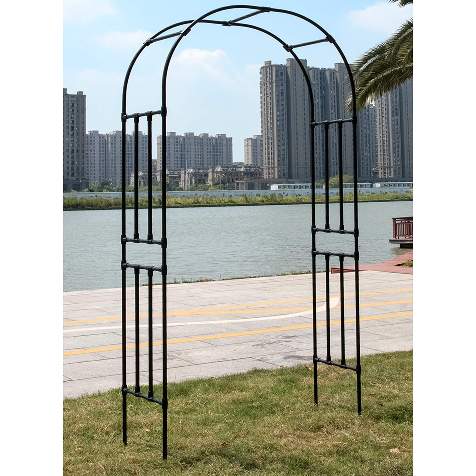 Metal Garden Arch for Climbing Plants - Sturdy Steel Wedding Arch with Easy Assembly - Perfect for Lawn, Backyard & Outdoor Decor