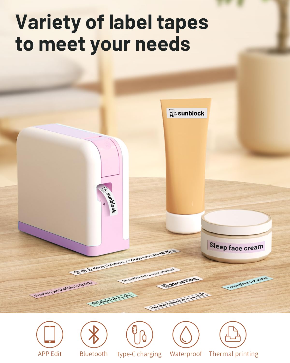 Bluetooth Label Maker Machine with Tape - P3200 Portable Handheld Sticker Printer for Office & Home Use, Mini DIY Labeling Device - Perfect for Organizing, Gift Wrapping & Craft Projects (Pink)